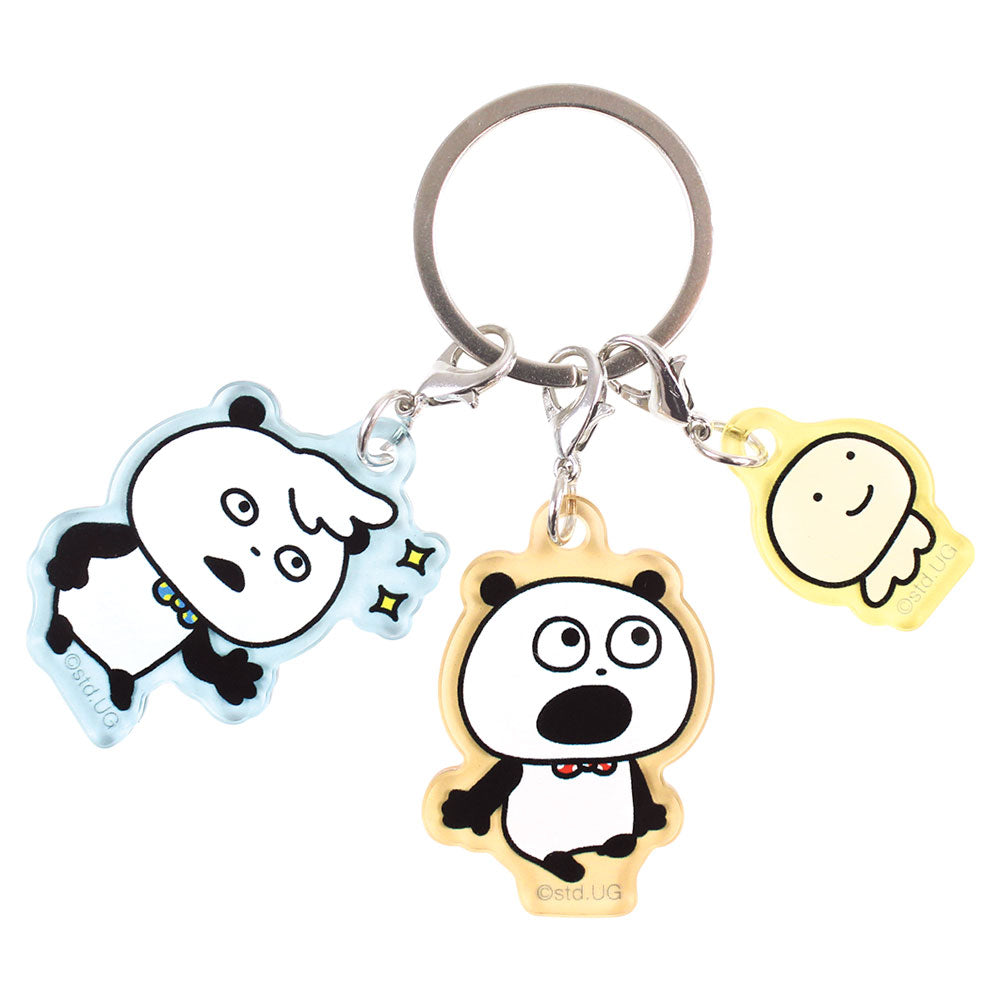 3チャームキーホルダー　ごきげんぱんだ