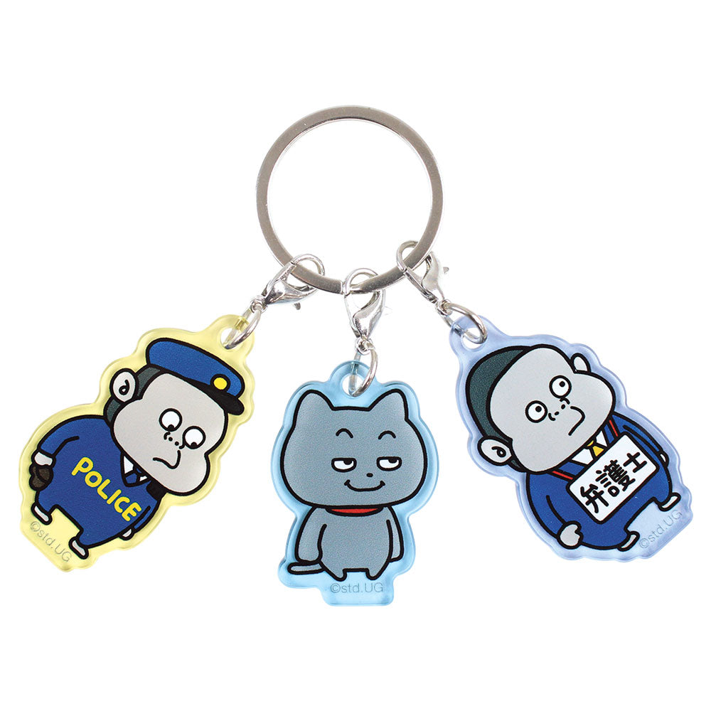3チャームキーホルダー　わるめのねこ