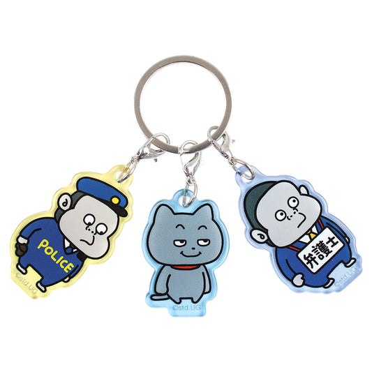3チャームキーホルダー　わるめのねこ