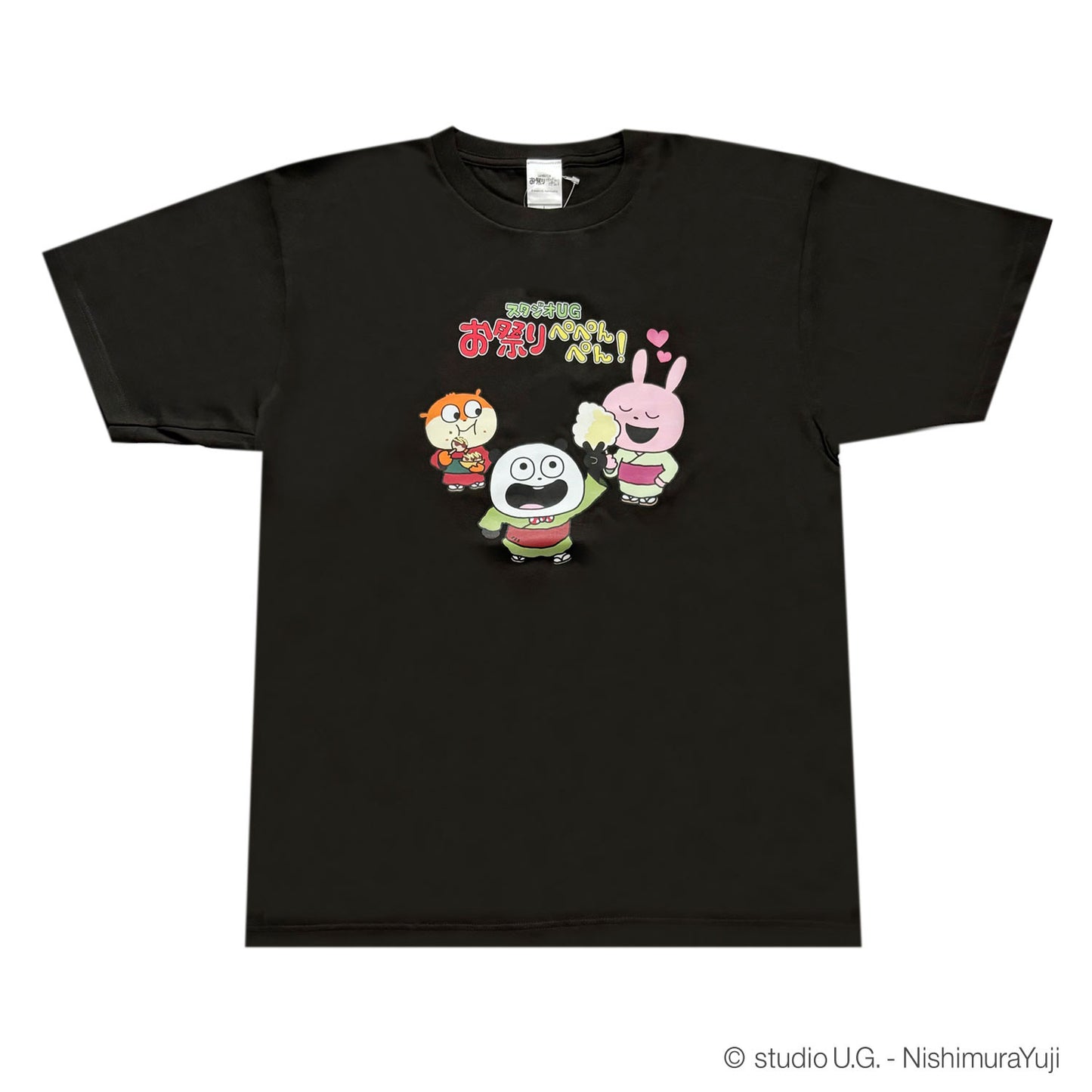 お祭りぺぺんぺん!　Tシャツ　スモークブラック