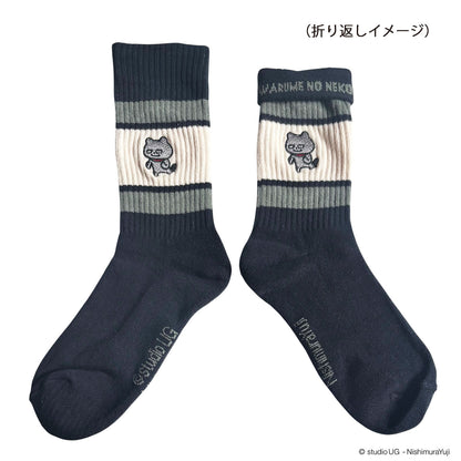カラフルラインソックス　わるめのねこ