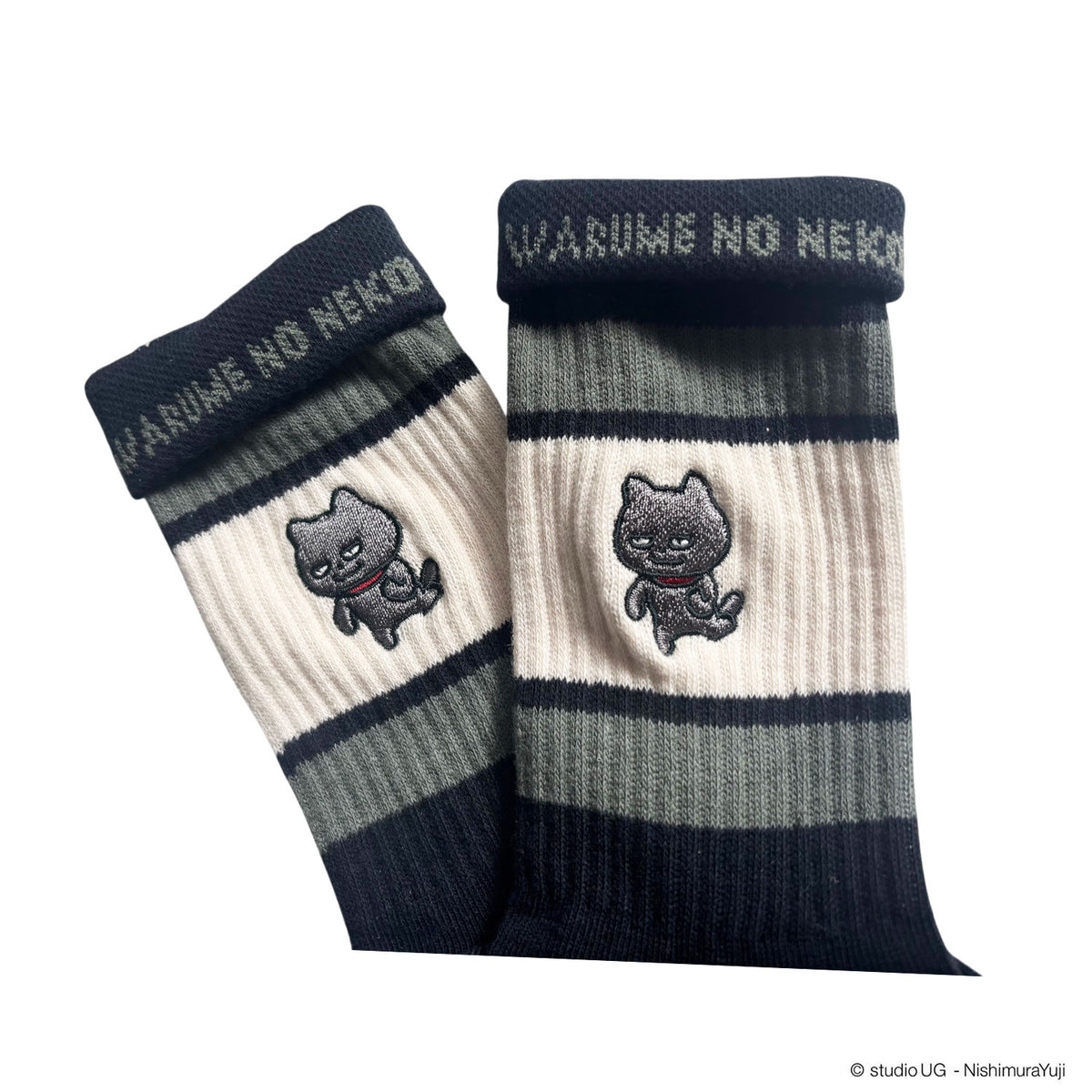カラフルラインソックス　わるめのねこ