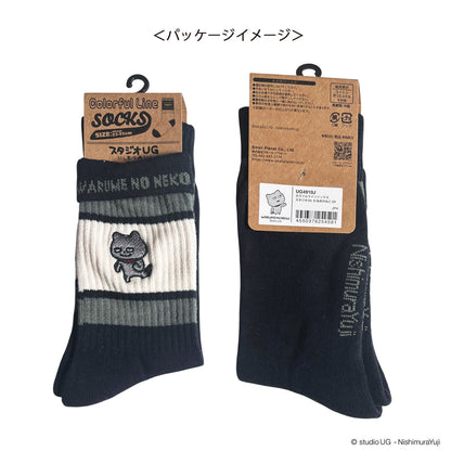 カラフルラインソックス　わるめのねこ