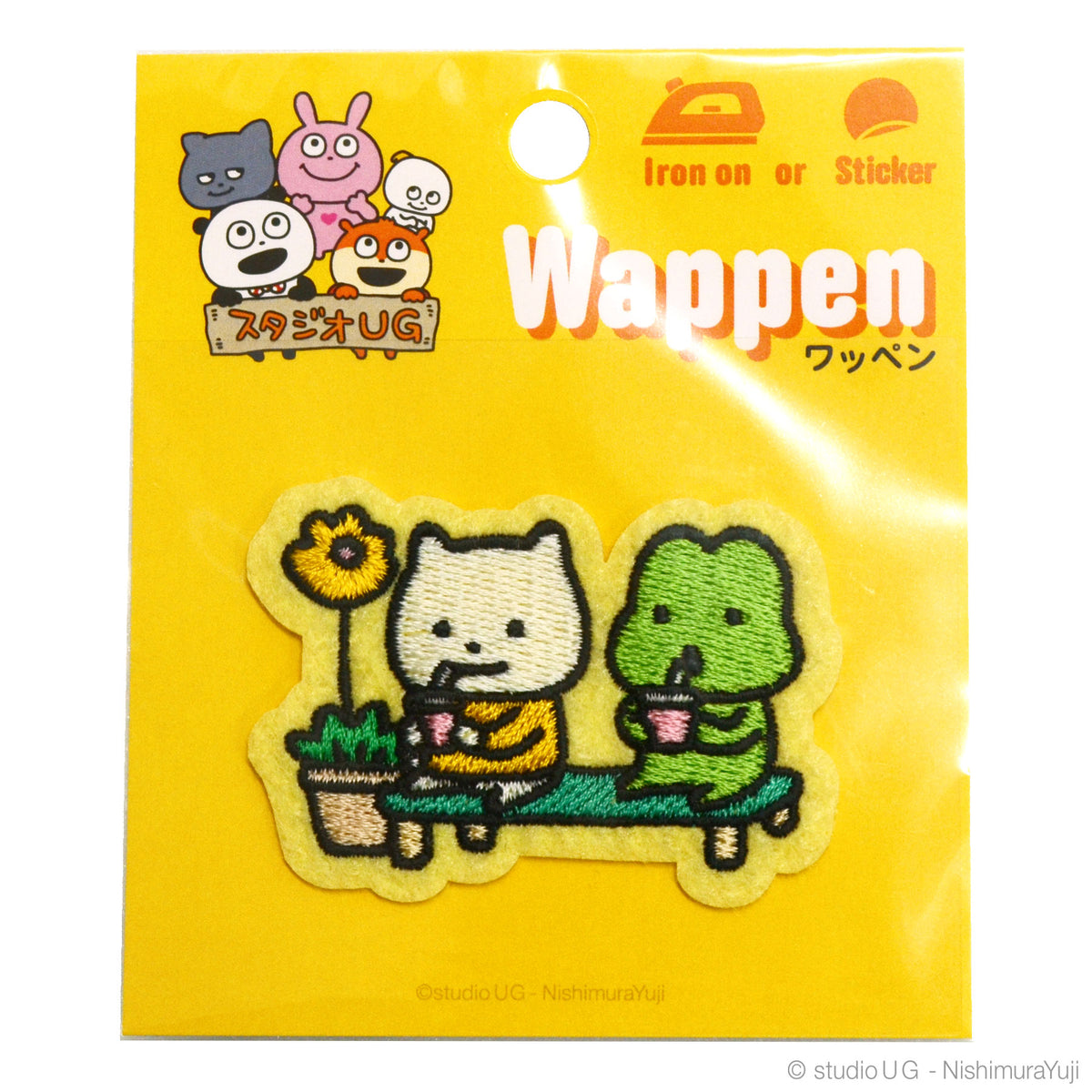 シールワッペン　さえないねこ&ぽけかえる